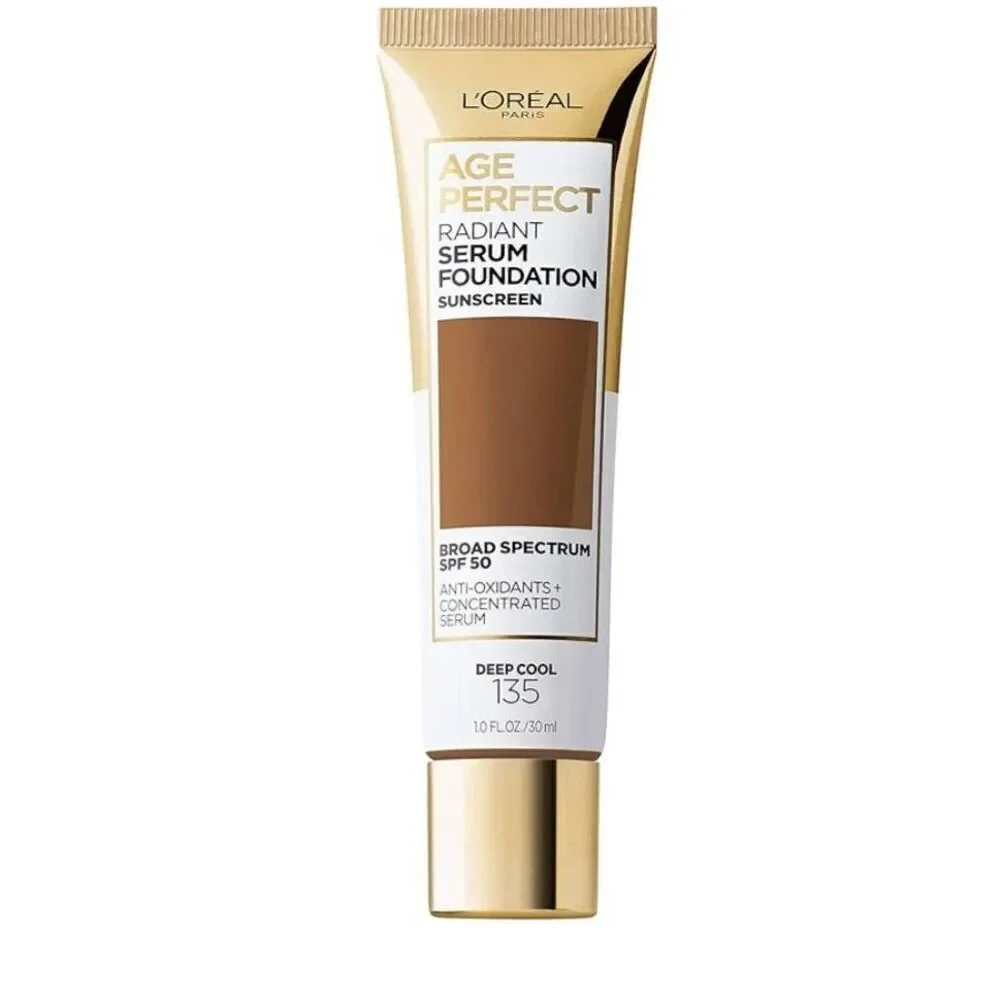 L'OREAL Age Perfect Radiant Serum Foundation, Derp Cool 135, SPF 50, New